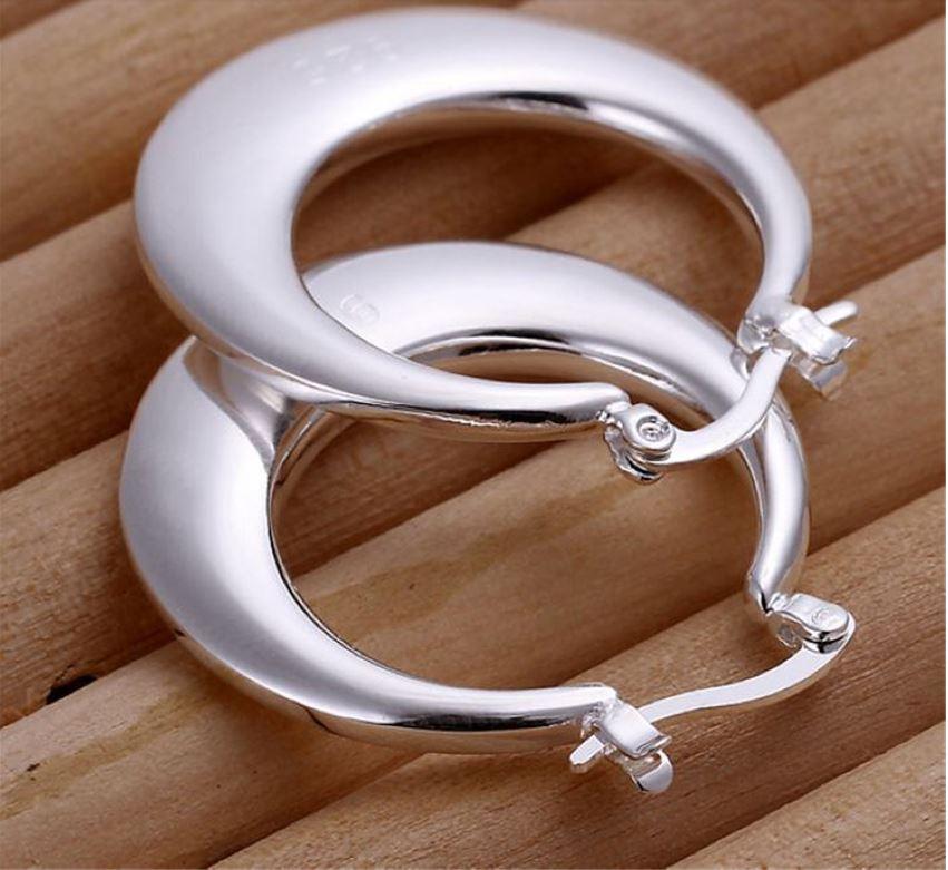 Silver Hoop Latch Earrings