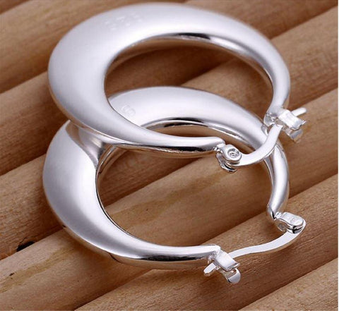 Silver Hoop Latch Earrings Jewelry01 Store