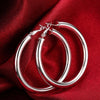 New High Polish Silver 50mm Hoop Stud Earrings Doteffil