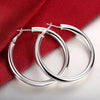 New High Polish Silver 50mm Hoop Stud Earrings