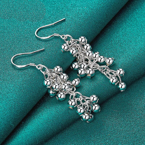 925 Sterling Silver Smooth Grape Bead Ball Earrings