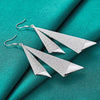 925 Sterling Silver Earrings- Smooth Frosted Long Geometric Drops