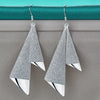 925 Sterling Silver Earrings- Smooth Frosted Long Geometric Drops Doteffil