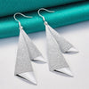 925 Sterling Silver Earrings- Smooth Frosted Long Geometric Drops Doteffil