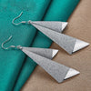 925 Sterling Silver Earrings- Smooth Frosted Long Geometric Drops Doteffil