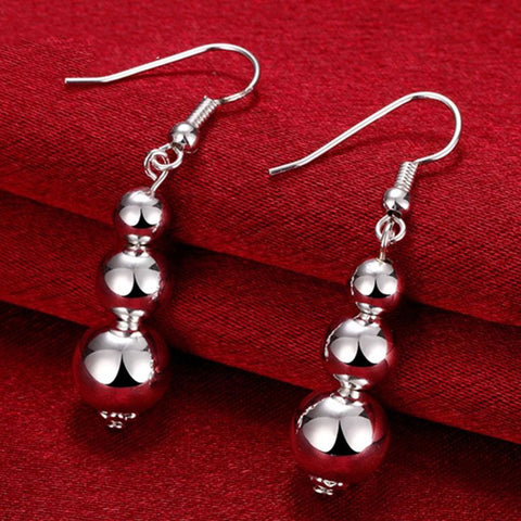 925 Sterling Silver Drop Earrings - Bead Ball Drops Hollow Doteffil