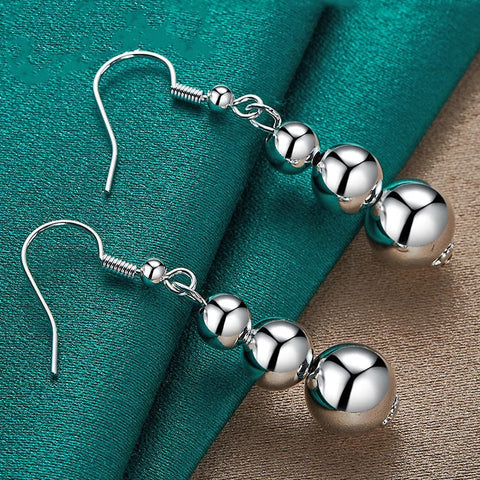 925 Sterling Silver Drop Earrings - Bead Ball Drops Hollow Doteffil