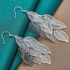 925 Sterling Silver Drop Earrings - Leaves Drop Earrings Doteffil