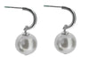 .925 Silver Earrings - Pearl Ball Hoop Studs Budhi Ayu