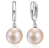.925 Silver Earrings - Pearl Hoop Backs 12mm