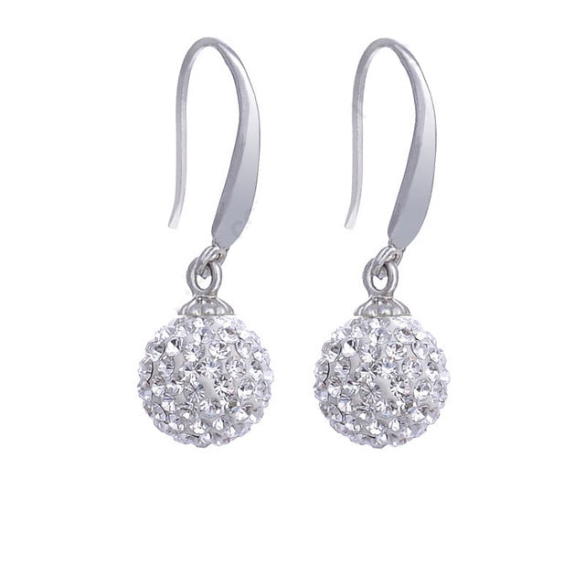 Crystal & Silver Reflective Ball Drop Earrings