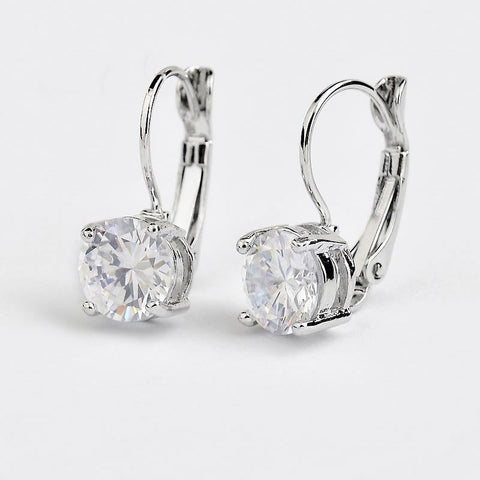 .925 Sterling Silver Crystal Cubic Zirconia Silver Clip Dangle Earrings 925 Silver Store