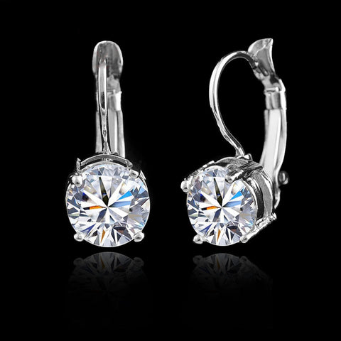 .925 Sterling Silver Crystal Cubic Zirconia Silver Clip Dangle Earrings 925 Silver Store