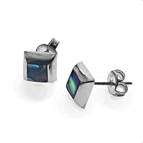 .925 Silver Earrings - Small Paua Square Studs Comex
