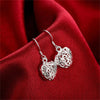 Sterling Silver Heart Earrings -  Hollow Heart Drop