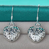 Sterling Silver Heart Earrings -  Hollow Heart Drop Doteffil