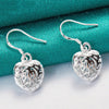 Sterling Silver Heart Earrings -  Hollow Heart Drop