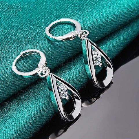 925 Sterling Silver AAA Zircon Water Drop/Rain Drop Earrings Doteffil