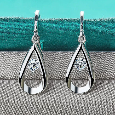 925 Sterling Silver AAA Zircon Water Drop/Rain Drop Earrings