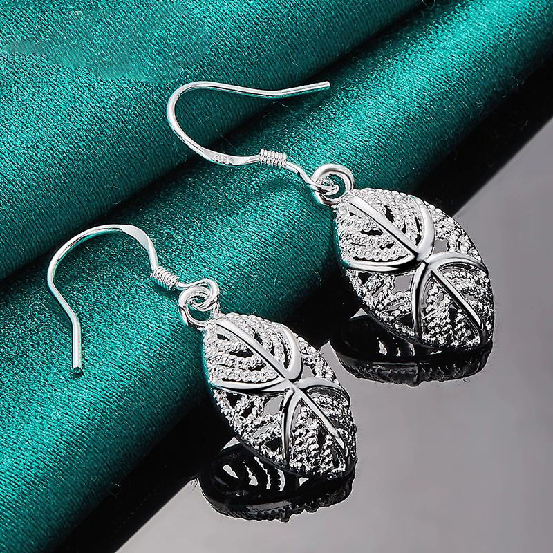925 Sterling Silver Leaves Drop Earrings