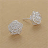925 Sterling Silver Rose Flower Stud Earrings Doteffil