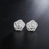 925 Sterling Silver Rose Flower Stud Earrings Doteffil