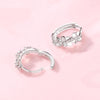 925 Sterling Silver Triple Small Silver Rose Hoop Earrings Doteffil