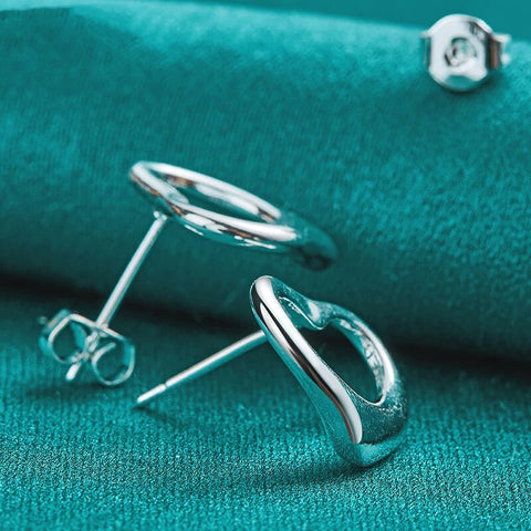 925 Sterling Silver Heart Stud Earrings