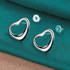 925 Sterling Silver Heart Stud Earrings Doteffil