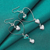 Sterling Silver Big Smooth Heart Drop Earrings Doteffil