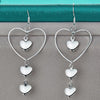 Sterling Silver Big Smooth Heart Drop Earrings Doteffil