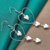Sterling Silver Big Smooth Heart Drop Earrings Doteffil