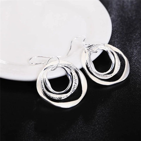 Sterling Silver Three Circle Drop Earring