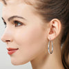 .925 Sterling Silver Earrings - Hoops (41mm) Oval Latch Smooth Doteffil