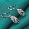 925 Sterling Silver Leaves Drop Earrings Doteffil