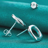 925 Sterling Silver Square Round Push-back Stud Earrings