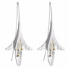 Sterling silver- Four Leaf Lily Flowers with Gold Accent Earrings