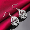 925 Sterling Silver Circle Tree Drop Earrings
