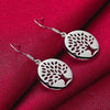 925 Sterling Silver Circle Tree Drop Earrings