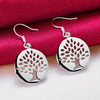 925 Sterling Silver Circle Tree Drop Earrings