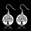 925 Sterling Silver Circle Tree Drop Earrings Doteffil