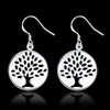 925 Sterling Silver Circle Tree Drop Earrings