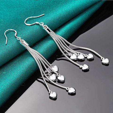 925 Sterling Silver Five Love Snake Drop Earring