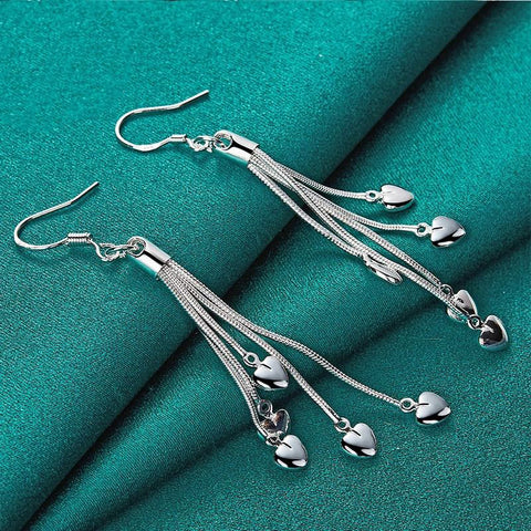 925 Sterling Silver Five Love Snake Drop Earring