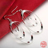 925 Sterling Silver Three Circle Long Tassel Drop Earring Doteffil