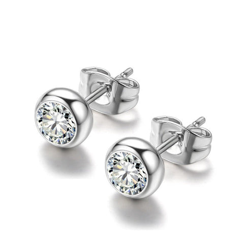 Simple Round Stud Earring Clear ZHOUYANG