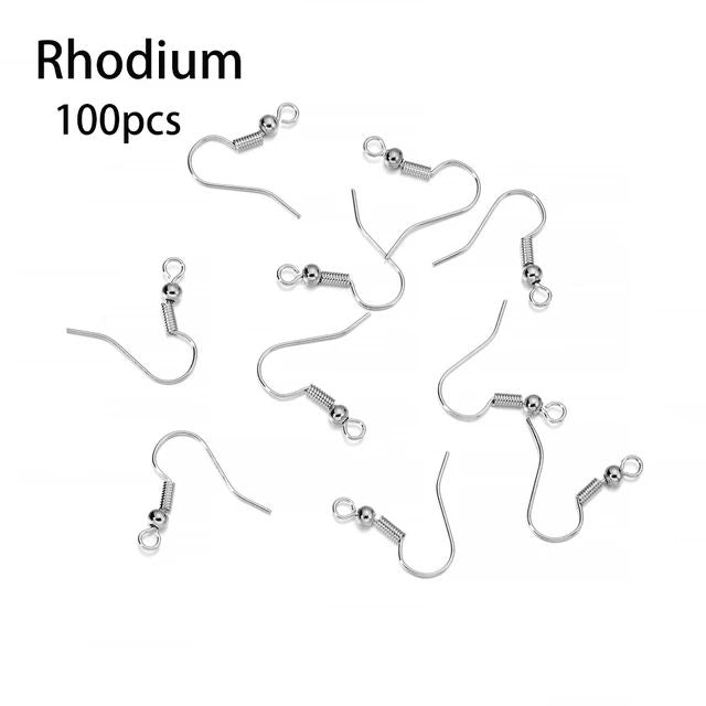 Silver (Rhodium Plated) 18mm Earring Wire Hooks (100) 50 Pairs