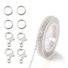 Silver Cable Link Chain with Jump Rings & Lobster Clasps