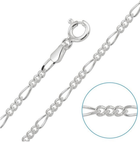 .925 Silver Italian Figaro Chain Necklace 4mm