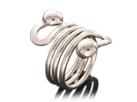 .925 Sterling Silver Double Ball Spring Ring